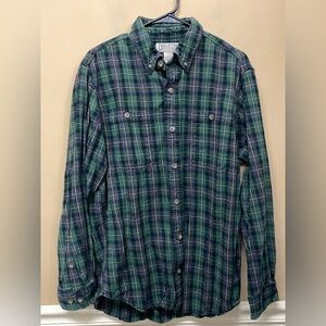 Duluth Free Swingin Trim Fit Flannel Shirt Green Plaid Size L